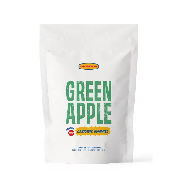 Buy OneStop – Sour Green Apple THC Gummies 500mg - Bare Cannabis